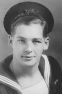 Black and white photograph circa 1944 Man in Canadian Navy uniform Remembrance Day